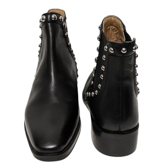 NWOT ZARA Black Leather Studded Moto Biker Chelsea Boots 39 - Picture 5 of 7